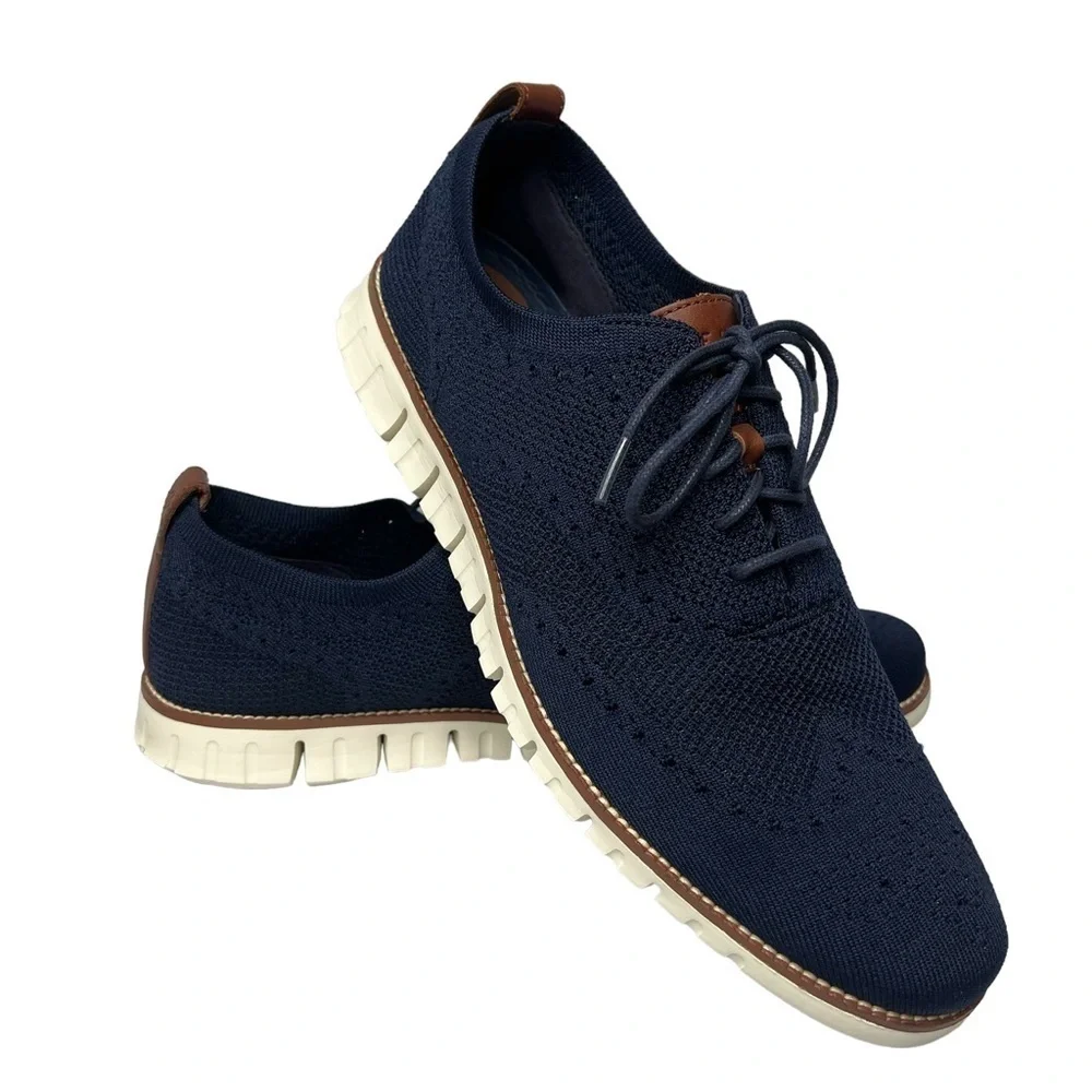 COLE HAAN ZEROGRAND Stitchlite Blue Oxford Wingtip Sneakers Shoes Men's Size 13